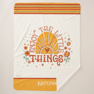 Fun Enjoy the Little Things Quote Inspirivity Sherpa Blanket