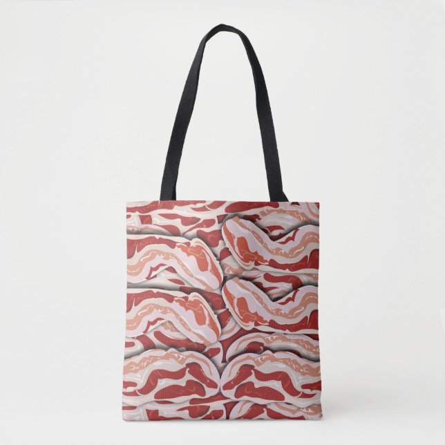 Fun Epic Illustrated Bacon Pattern Fun Design Tote Bag (Front)