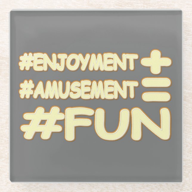 "FUN EQUATION" Cute Expression Design. Buy Now Glass Coaster (Front)