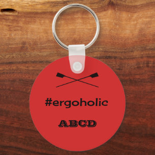 Fun ergoholic slogan personalised initials keychain