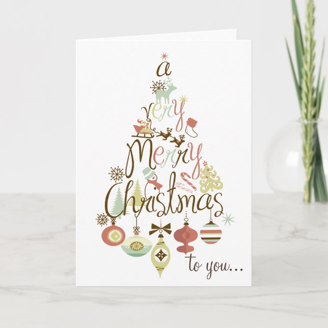 Fun et Festive Arbre de Noël Joyeux Carte de Noël (Devant)