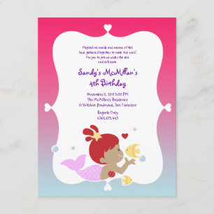 Fun Ethnic Mermaid Birthday Party Invitation