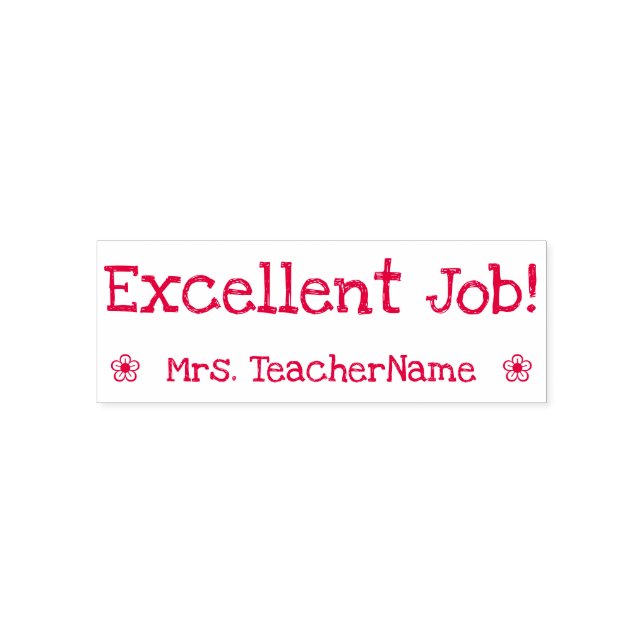 Fun "Excellent Job!" Commendation Rubber Stamp (Design)
