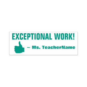 Fun "EXCEPTIONAL WORK!" + Custom Tutor Name Self-inking Stamp