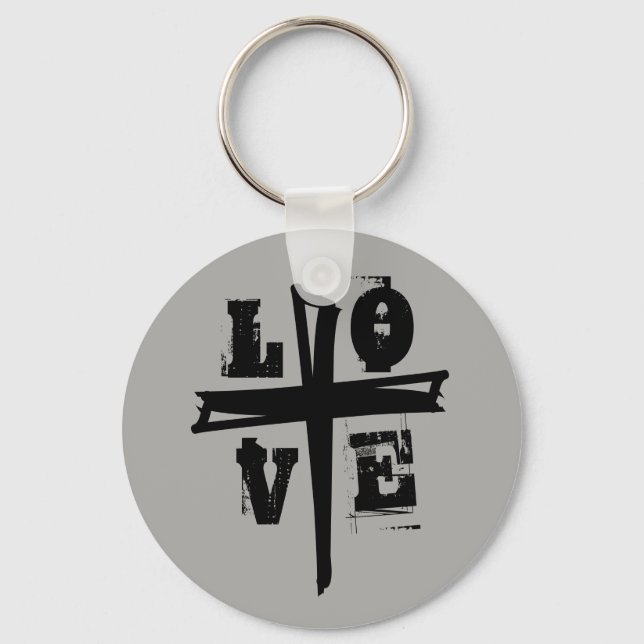 fun exciting CROSS with LOVE lettering | Keychain (Front)