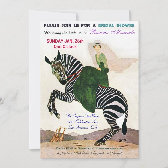 Fun Exotic Bridal Shower Invitations (Front)