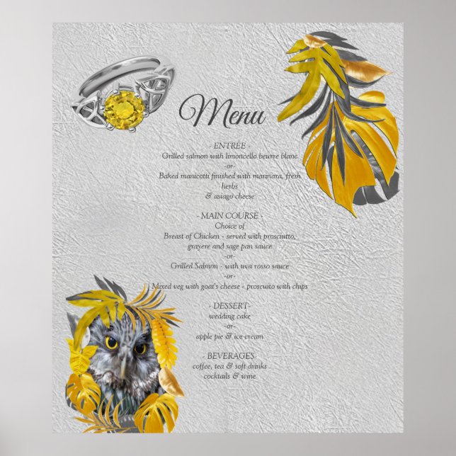 Fun Expressive in Yellow and Grey plant leaves Poster (Front)