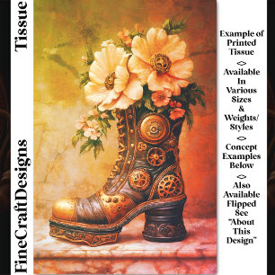 Fun Extreme Steampunk Boot, Floral DG2LG Decoupage Tissue Paper