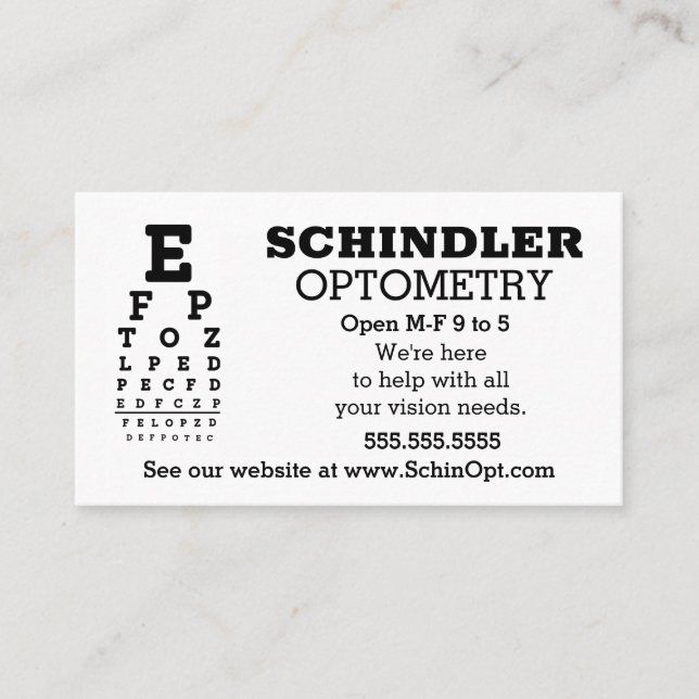 Fun Eyechart Optician  Business Card (Front)