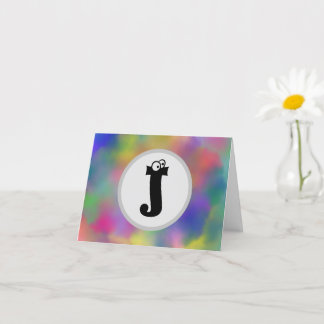 Fun Eyes Monogram Note Card with Colourful Motif