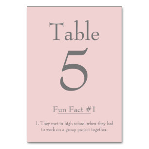 Fun Fact about the Bride and Groom Blush Pink Table Number