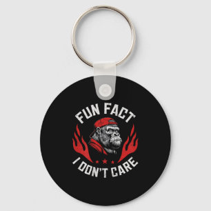 Fun Fact I Don't Care Funny Monkey Sarcastic Women Keychain
