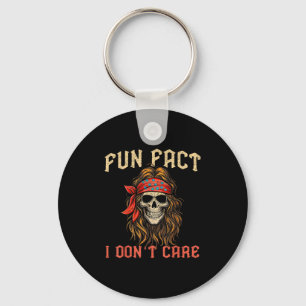 Fun Fact I Dont Care Funny Skeleton Quote Sarcasti Keychain