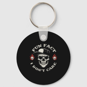 Fun Fact I Don't Care Funny Skeleton Sarcastic Adu Keychain