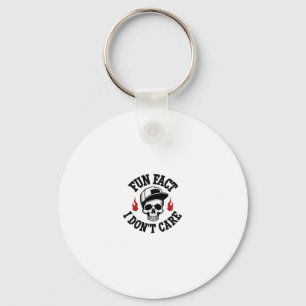 Fun Fact I Don't Care Funny Skeleton Saying (2) Keychain