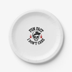 Fun Fact I Don't Care Funny Skeleton Saying (2) Paper Plate