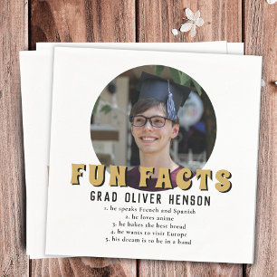 Fun Fact Modern Graduate Photo Graduation Party Napkin