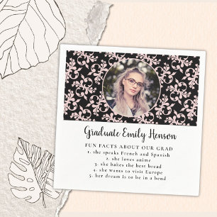 Fun Fact Pink Rococo Graduate Photo Graduation Napkin