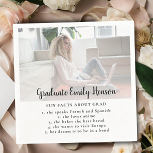 Fun Fact Simple Graduate Photo Graduation Party  Napkin