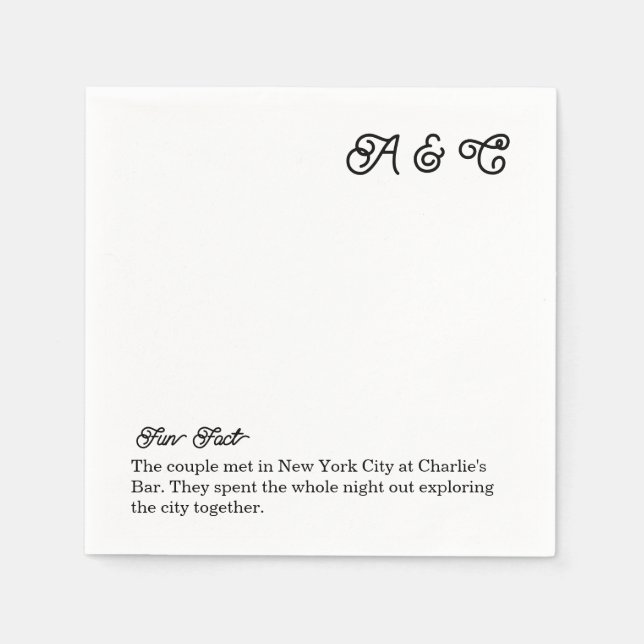 Fun Fact Wedding Cocktail Napkin (Front)