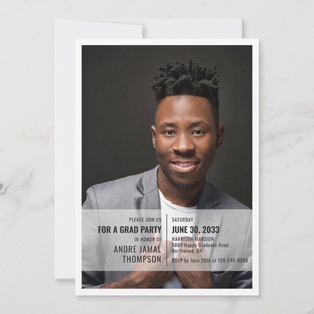 Fun facts 2 photo graduation announcement invite (Back)