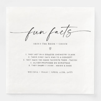 Fun Facts About The Bride + Groom Wedding Napkin