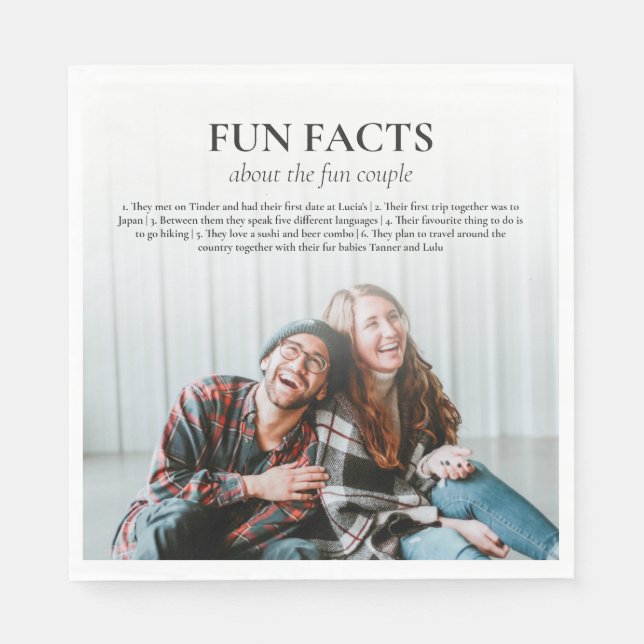 Fun Facts About the Couple Engagement or Wedding  Napkin (Front)