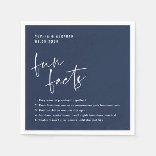 Fun Facts about the couple Navy Blue Wedding Napkin