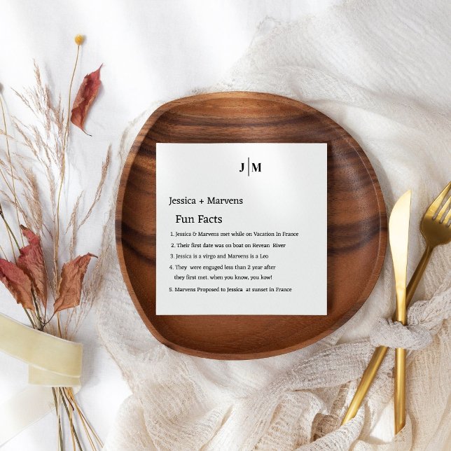 Fun Facts About The Newlyweds Modern wedding Napkin (Creator Uploaded)
