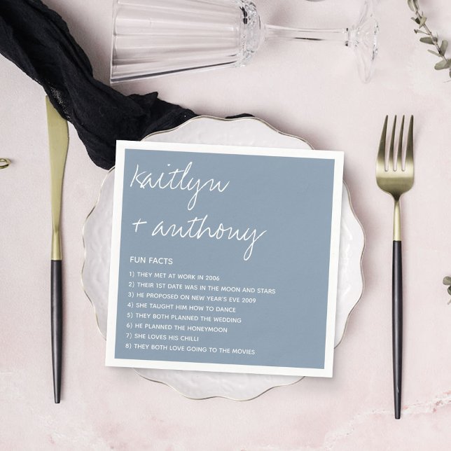 Fun Facts About The Newlyweds Modern Wedding Napkin (Creator Uploaded)