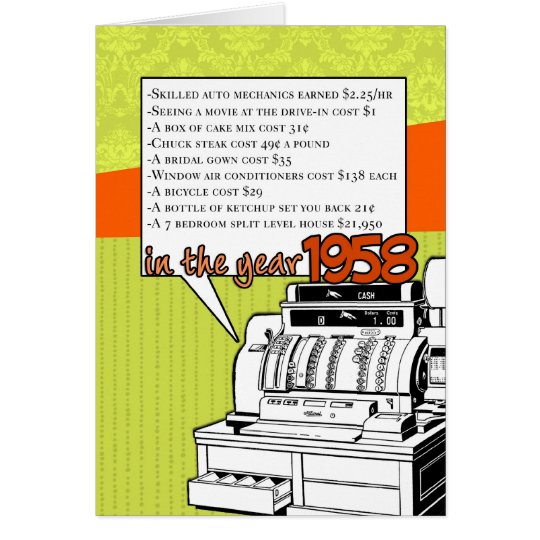 Fun Facts Birthday – Cost of Living in 1958 Card