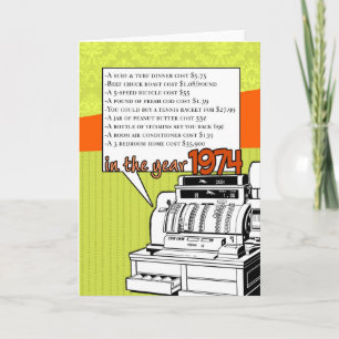 Fun Facts Birthday - Cost of Living in 1974 Card