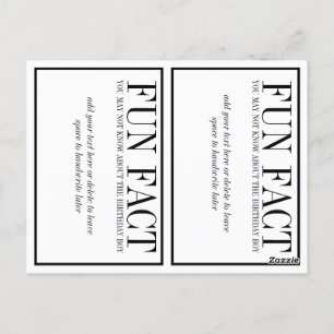 Fun Facts birthday party decorations balloon tags Postcard
