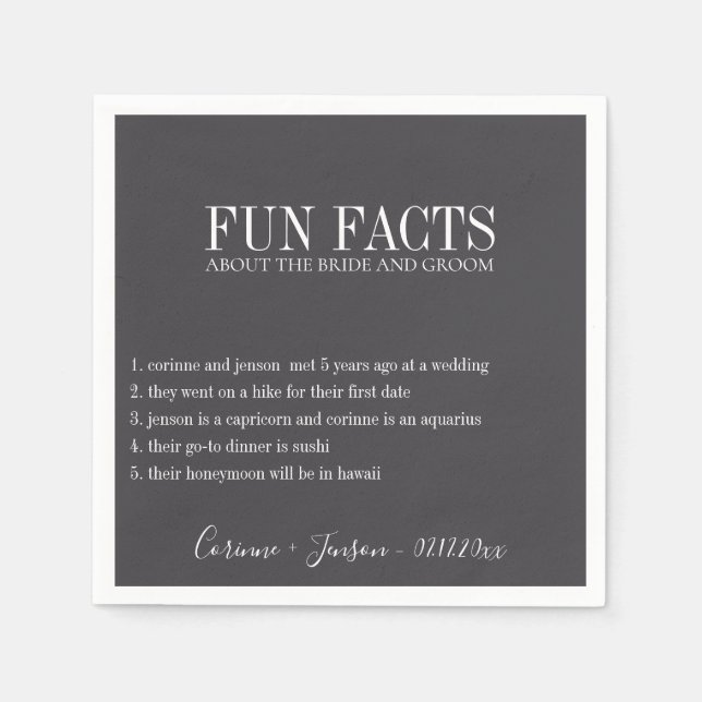 Fun Facts Black Onyx Personalized Napkin (Front)