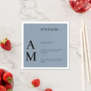  Fun Facts Bold Typography Dusty Blue Wedding  Napkin