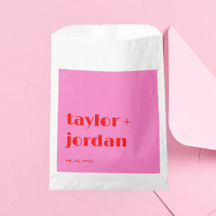 Fun facts Bold Typography Pink Red Wedding Favour Bag