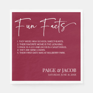 Fun Facts Burgundy White Classic Minimal Wedding Napkin