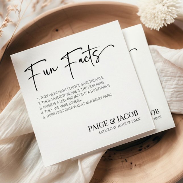 Fun Facts Classic Minimal Minimalist Wedding Napkin (Creator Uploaded)