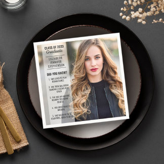 Fun facts did you know graduation photo modern napkin