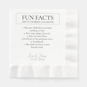 Fun Facts Elegant Bride and Groom Wedding Napkin