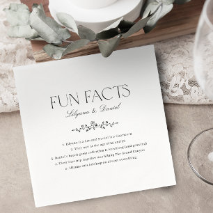 Fun Facts Elegant Floral Simple Vintage Wedding Napkin
