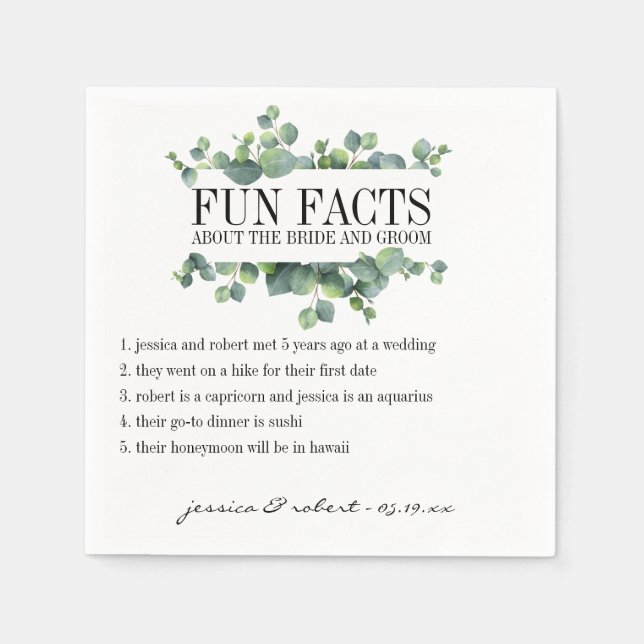 Fun Facts Eucalyptus Foliage Personalized Napkin (Front)