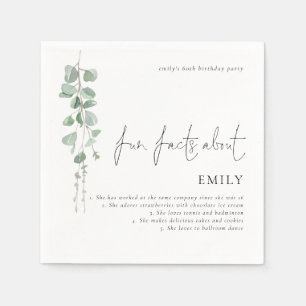 Fun Facts Eucalyptus Script 60th Birthday Party Napkin