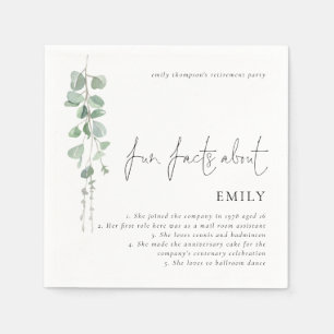 Fun Facts Eucalyptus Script Retirement Party Napkin