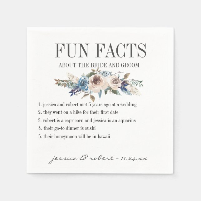 Fun Facts Floral Personalized Napkin (Front)