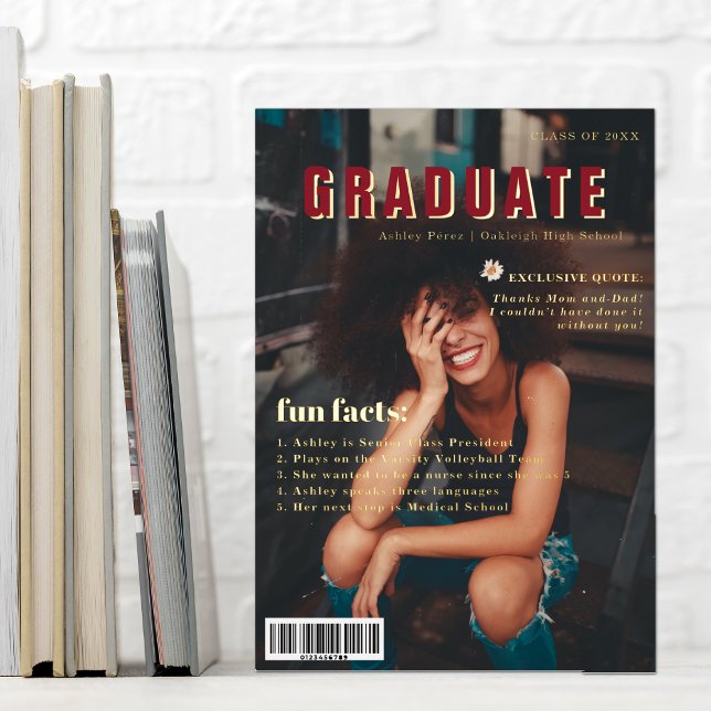 Fun Facts | Graduate Magazine Cover Photo  Foil Holiday Card (Creator Uploaded)