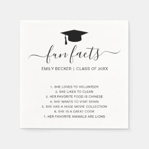 Fun Facts Graduation Elegant Script Girl Graduate  Napkin