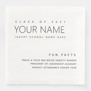 Fun Facts Graduation Modern Simple Custom Napkin