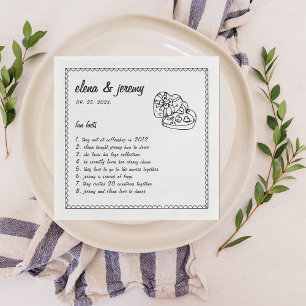 Fun facts Hand Illustrated Wedding Party Napkins