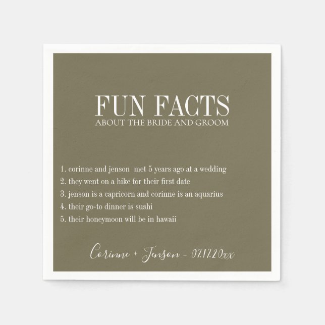 Fun Facts Martini Olive Personalized Napkin (Front)